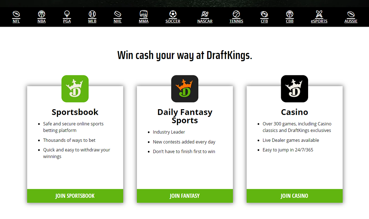 DraftKings Homepage