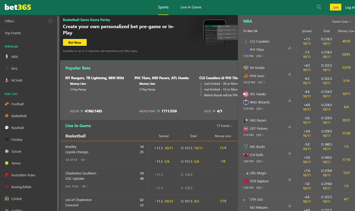 bet365 Homepage